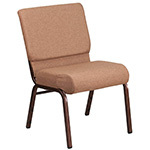 Caramel Fabric with a Copper Vein Frame, Flash Furniture HERCULES Stacking Church Chair, Left View