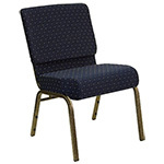 Navy Blue Dot Patterned Fabric with a Gold Vein Frame, Flash Furniture HERCULES Stacking Church Chair, Left View
