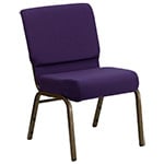 Royal Purple Fabric with a Gold Vein Frame, Flash Furniture HERCULES Stacking Church Chair, Left View