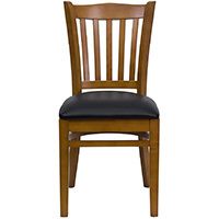 Cherry Wood Frame and Black Vinyl Seat, Flash Furniture HERCULES Vertical Slat Back Dining Chair, Small