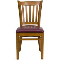Cherry Wood Frame and Burgundy Vinyl Seat, Flash Furniture HERCULES Vertical Slat Back Dining Chair, Small