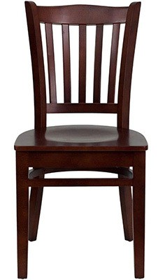 Mahogany Wood, Flash Furniture HERCULES Vertical Slat Back Dining Chair, Front View