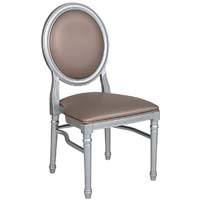 A smaller image of Flash Furniture Hercules King Louis Taupe Vinyl Silver Frame