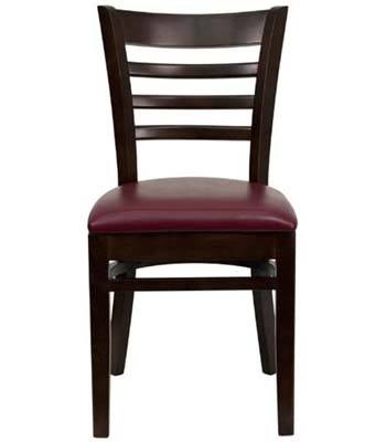 Burgundy Seat, walnut wood frame, Flash Furniture Hercules Ladder Back