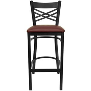 Burgunday Color, Flash Furniture Hercules "X" Back Barstool, Front View