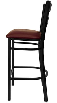 Burgunday Color, Flash Furniture Hercules "X" Back Barstool, Right Side