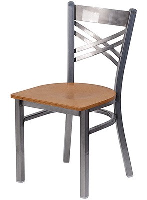 Natural Seat Wood, Flash Furniture Hercules "X" Back Restaurant Chair, Right View