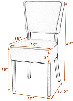 Dimensions Stats, LUCKYERMORE Leather Dining Chair, Right View