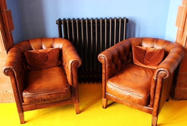A set of two leather armchairs