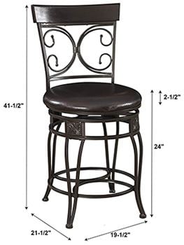 Specification Stats, Powell Furniture’s Big and Tall Bar Chair, Left View