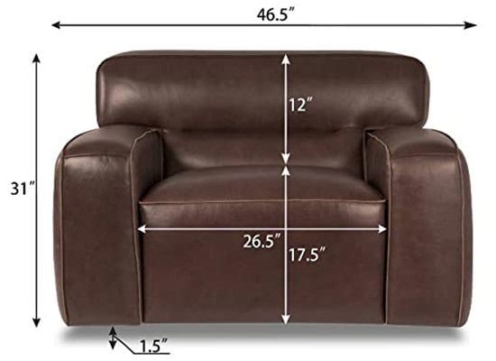 Dimensions Stats, Sunset Trading Milan Armchair, Brown Color
