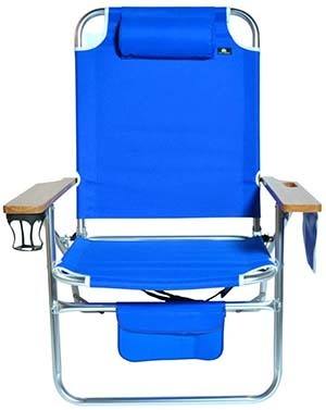 Aluminium frame, Wooden armrest, blue color Beachmall Big Jumbo Heavy Duty Beach Chair