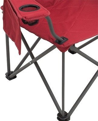 Legs and armrest of red camping chair