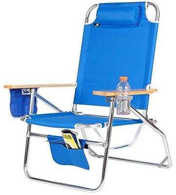 Big Jumbo Heavy Duty Beach Chair, Best High Weight Capacity Beach Chairs, Blue Color