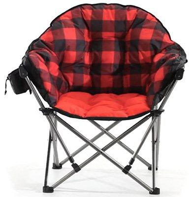 Red Plaid Color, Guide Gear Oversized Club Camp Chair, Front
