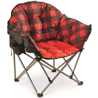 Red Plaid Color, Guide Gear Oversized Club Camp Chair, Left View