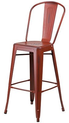 Red Color, Flash Furniture’s Distressed Metal Indoor/Outdoor Barstool, Right View