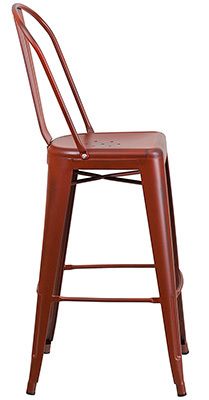 Red Color, Flash Furniture’s Distressed Metal Indoor/Outdoor Barstool, Side View