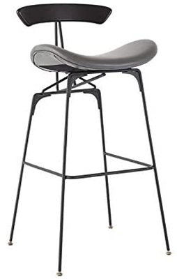 Right View, Yankuoo Wrought Iron Outdoor Barstool, Grey Color