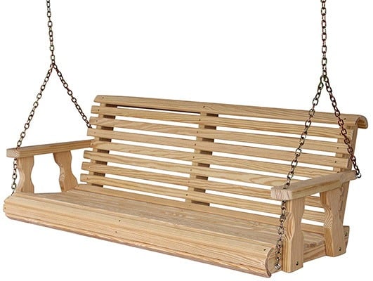 Hanging CAF Amish Heavy Duty Porch Swing in unfinished state