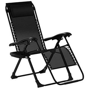 Black Color, Ezcheer XL Zero Gravity Lounge Chair, Side View