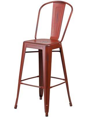 500 lb, Bistro style Flash Furniture Barstool in Distressed Kelly Red color