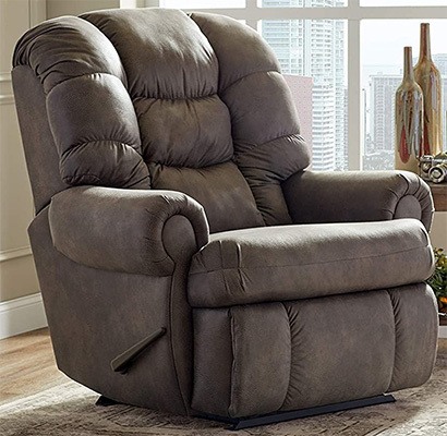 Bonded Leather, Lane Stallion Big Man Comfort King Wallsaver Recliner, Dorado Charcoal