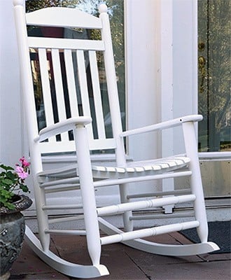White Color, Oliver and Smith Wooden Patio Porch Rocker, Left View