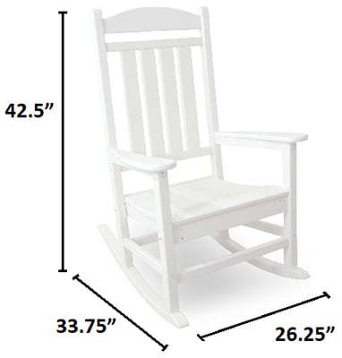 Dimensions, Polywood R100BL Presidential Rocking Chair, White