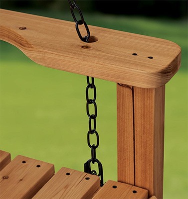 Attached chains of the Backyard Discovery Farmhouse Porch Swing 