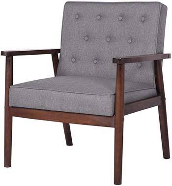 Joybase Mid-Century Accent Chair with grey upholstery