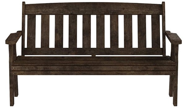 Dark Walnut Stain Color, CAF Amish Heavy Duty Mission Bench, Front View