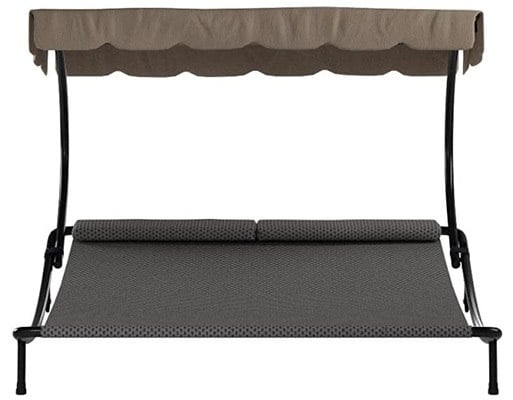 Grey Color, Abba Patio Double Chaise Lounge Hammock, Front View