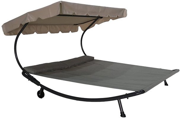 Grey Color, Abba Patio Double Chaise Lounge Hammock, Left View