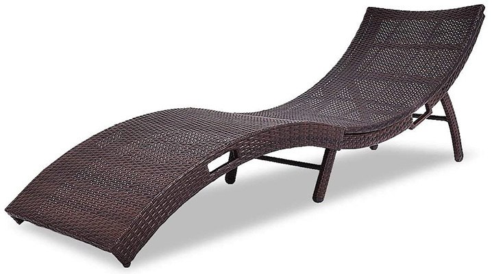 Mix Brown Color, Tangkula Rattan Outdoor Lounger, Right View
