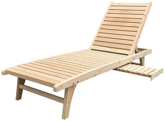 Wood Color, Walcut Garden Patio Chaise Lounger, Right View