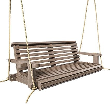 Warm Walnut Stain, Porchgate Amish Heavy Duty Porch Swing With Ropes, Left View