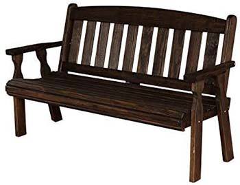 A large image of CAF Amish Heavy Duty Mission Garden Bench in Dark Walnut Stain