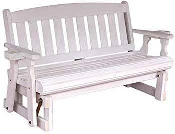 An image of CAF Amish Heavy Duty Mission Outdoor Glider in Semi-Solid White Stain