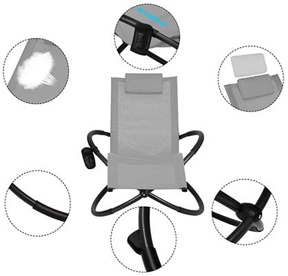 Product Features, GoPlus Outdoor Orbital Lounger, Grey Color