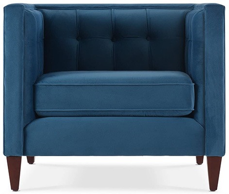 Satin Teal, Jennifer Taylor Jack Tufted Arm Chair, Front View