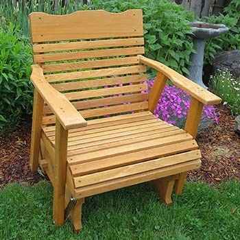 Kilmer Creek Cedar Porch Glider placed in garden