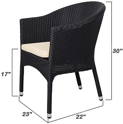 Dimension Stats, LUCKYERMORE Outdoor Wicker Chair, Black Color
