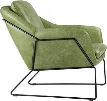 Green Color, Black Iron Frame Moe's Greer Leather Club Chair