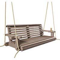 A small image of Porchgate Amish Heavy Duty Porch Swing in Warm Walnut Stain
