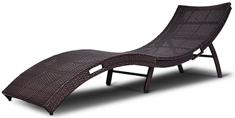 Mix Brown, Tangkula Rattan Outdoor Lounger, Right Side View