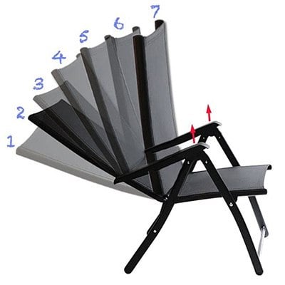 Adjustable Position, TechCare Heavy Duty Adjustable Folding Chair, Black Color