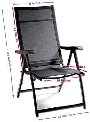Dimension Stats, TechCare Heavy Duty Adjustable Folding Chair, Leftfront