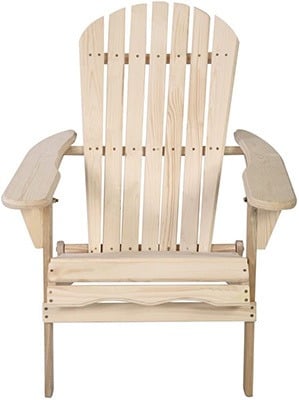 Wood Color, WALCUT Foldable Adirondack Wood Chair, Front View