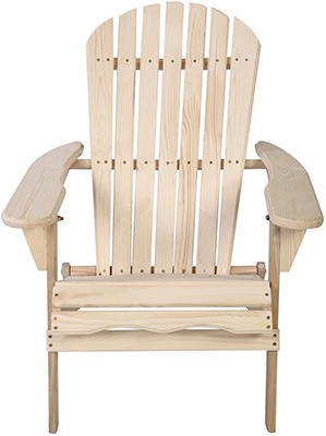 Wood Color, WALCUT Foldable Adirondack Wood Chair, Front View